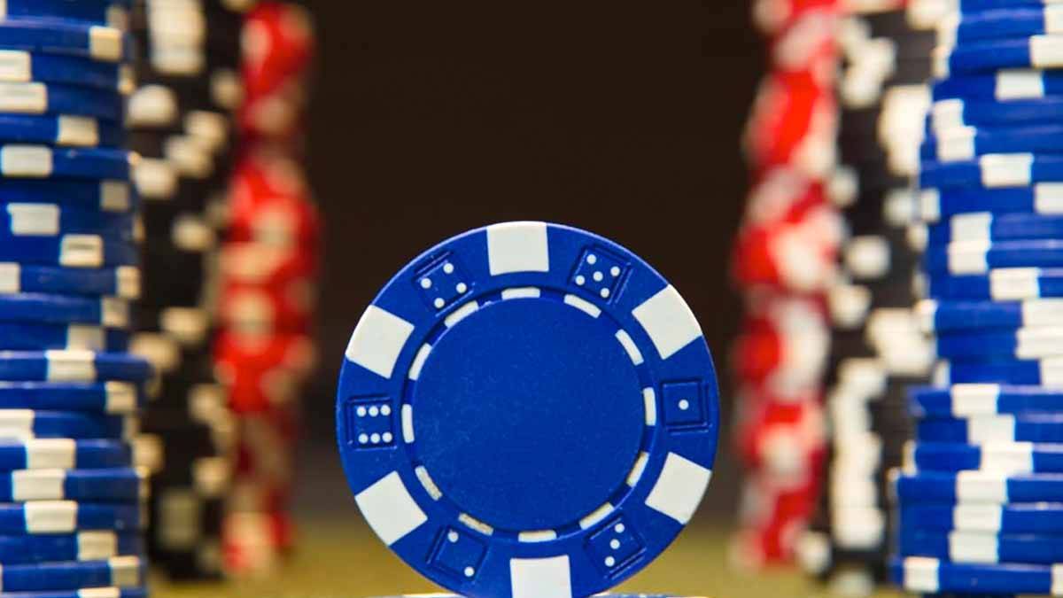 Blue poker chip